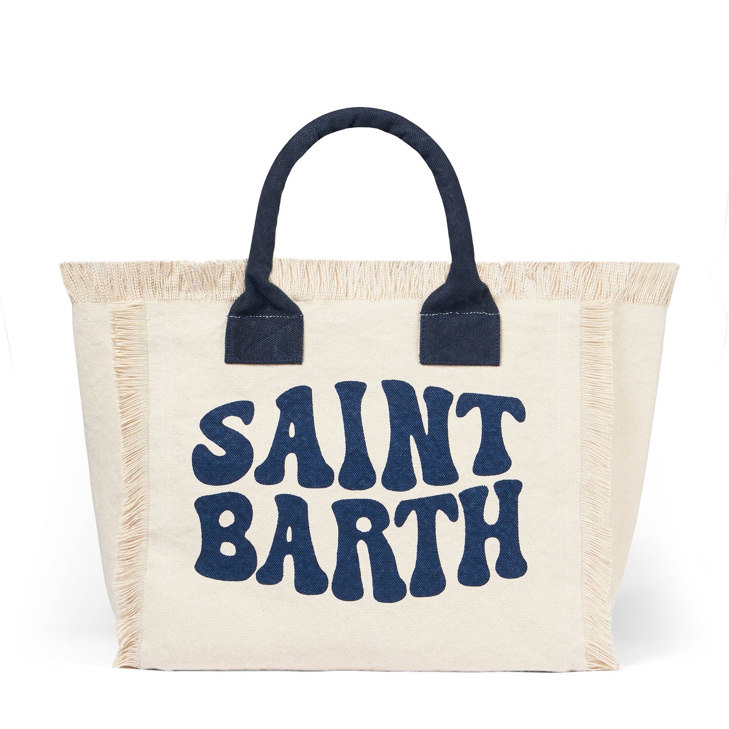 Bolso de hombro Vanity de lona blanca con logo Groovy azul 