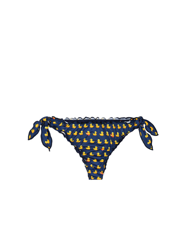 Woman cheeky swim briefs with ducky print