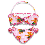 Bikini a fascia da bambina con stampa orso hawaiano