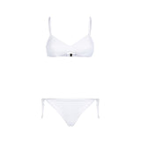 Bikini a bralette a costine bianco