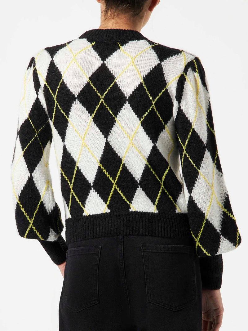 Gebürsteter Damenpullover mit Argyle-Muster