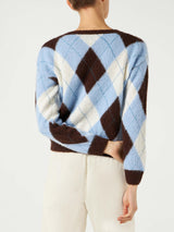 Kurzer Damenpullover mit Argyle-Muster