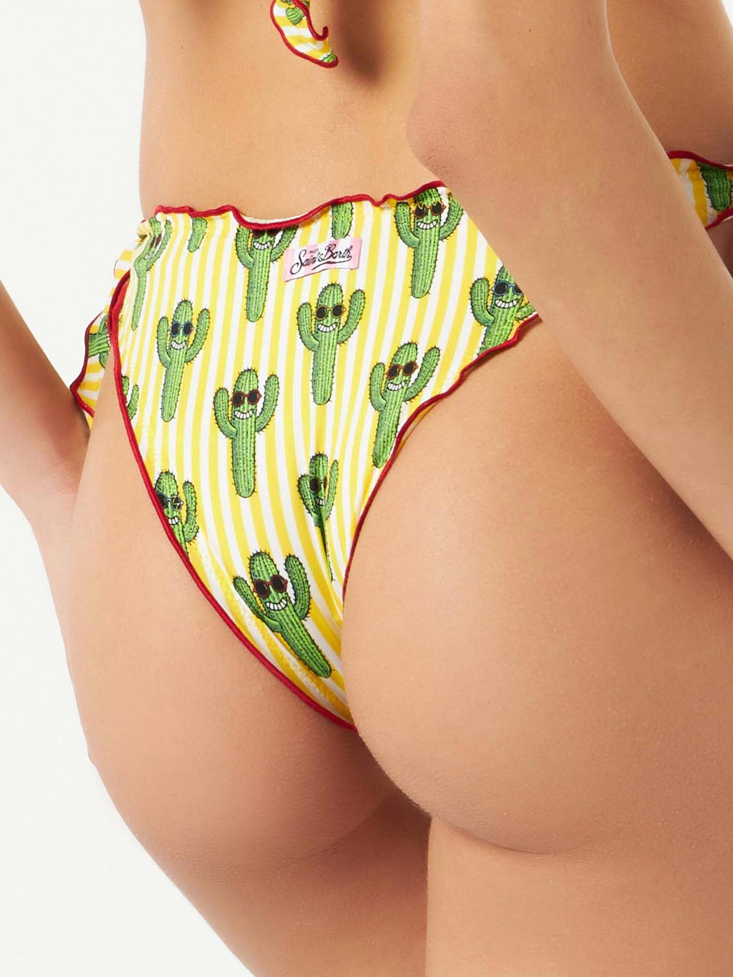 Woman ruffled cheeky swim briefs with cactus print - MC2 Saint Barth