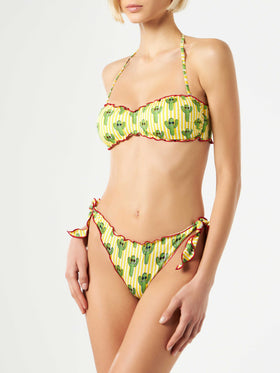 Bikini donna a fascia con stampa cactus