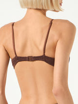 Costume da bagno donna bralette con ferretto marrone crinkle