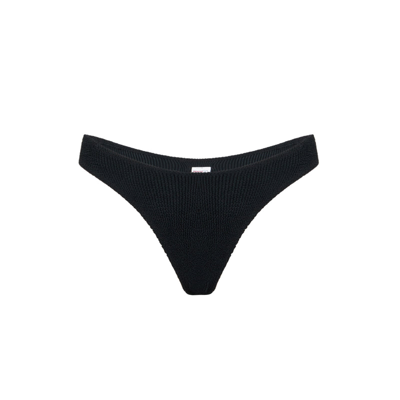 Woman black crinkle swim briefs