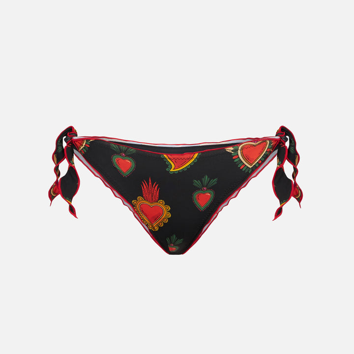 Woman ruffled cheeky swim briefs with heart print - MC2 Saint Barth