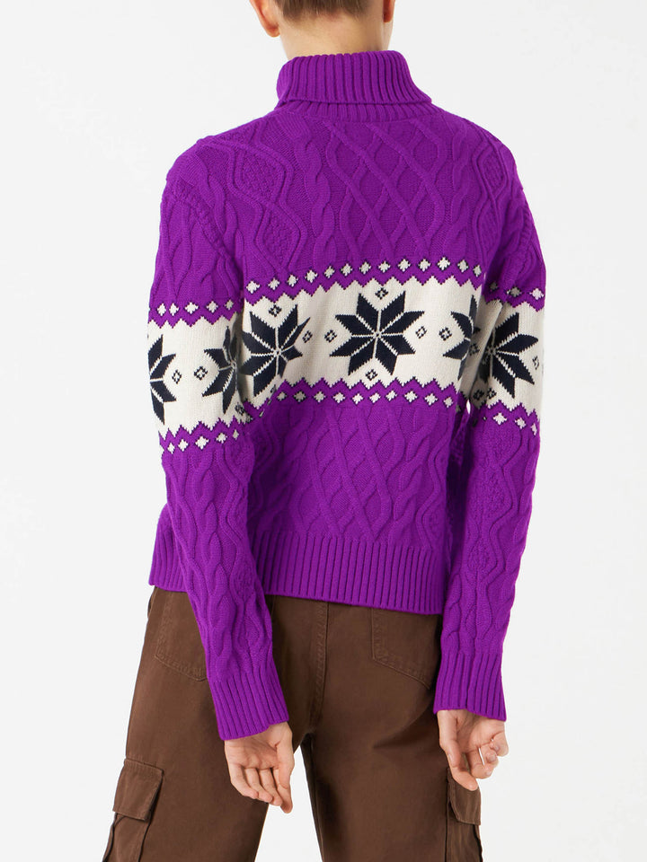 Maglione da donna mezzo dolcevita con scritta Saint Barth