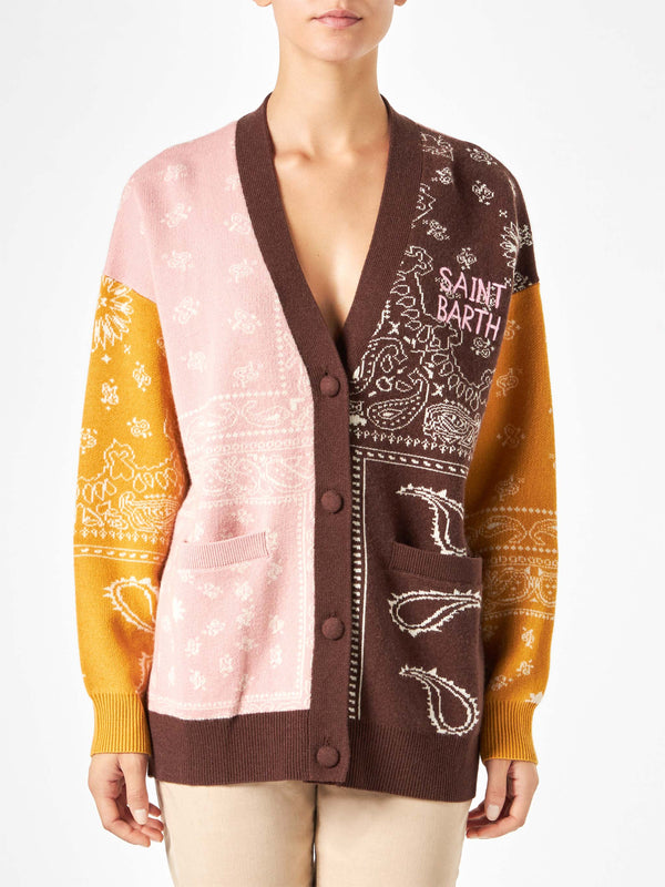 Damen-Cardigan mit Bandana-Print
