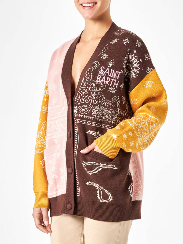 Damen-Cardigan mit Bandana-Print