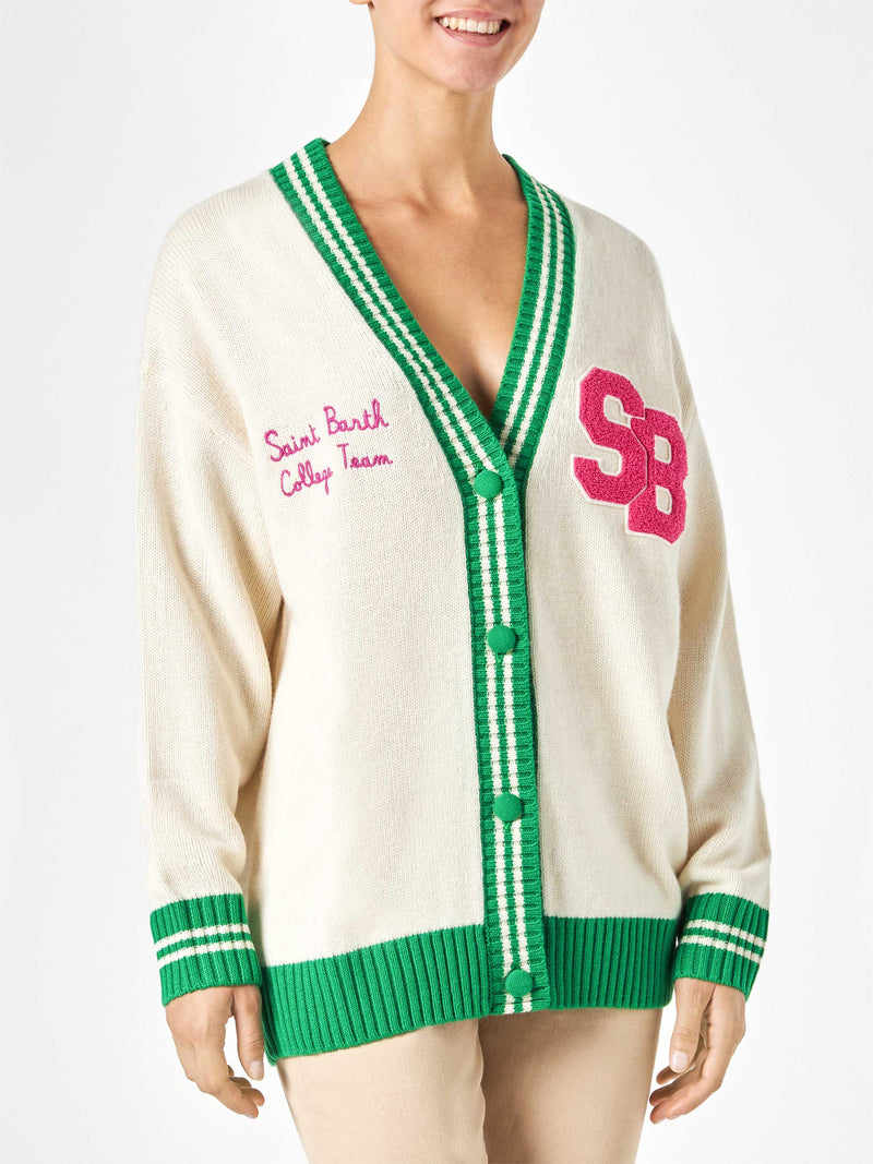 Cardigan donna bianco con ricami