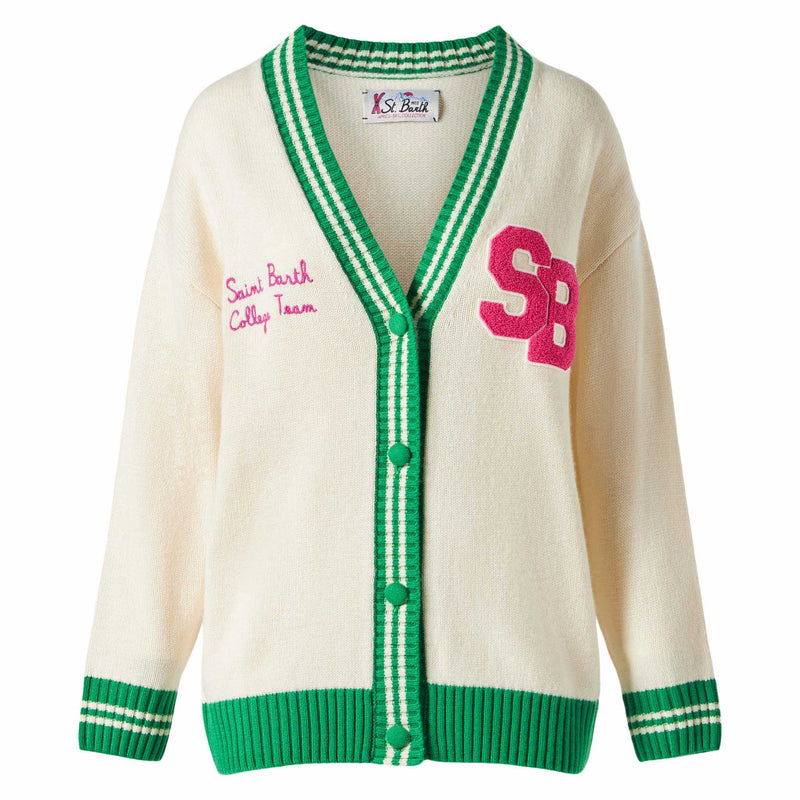 Cardigan donna bianco con ricami