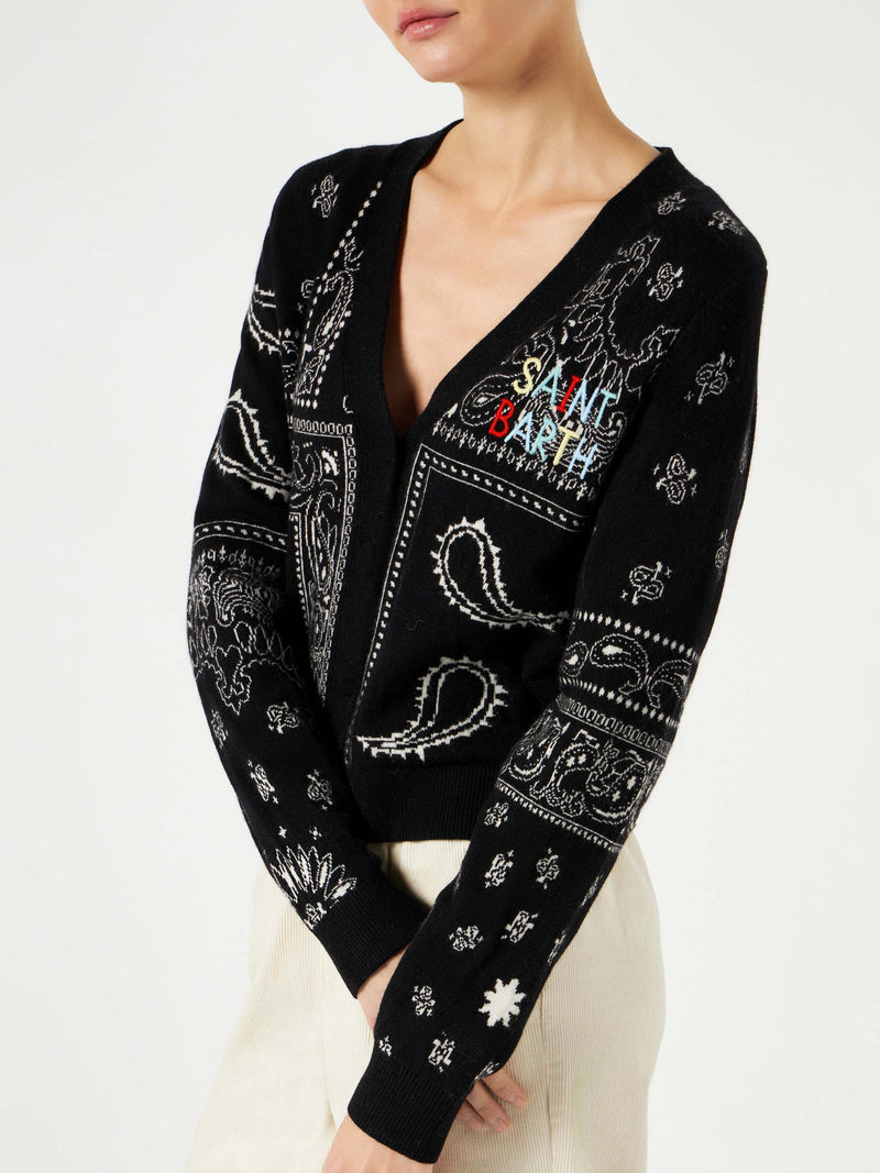 Kurzer Damen-Cardigan mit Saint-Barth-Stickerei