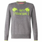 Maglia da donna grigia ricamo I hate mountains giallo fluo 