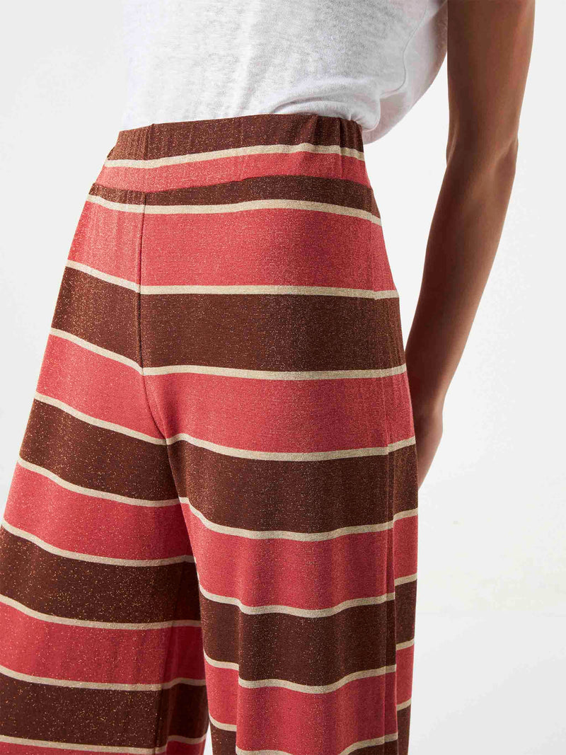 Pantaloni a palazzo in maglia multicolore