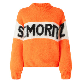 Maglia donna girocollo garzata arancio fluo