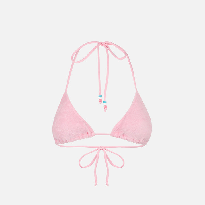 Woman terry triangle top swimsuit with charms