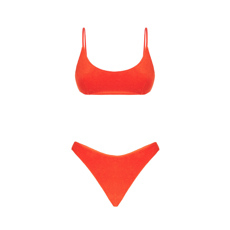 Bikini da donna a bralette in spugna arancione