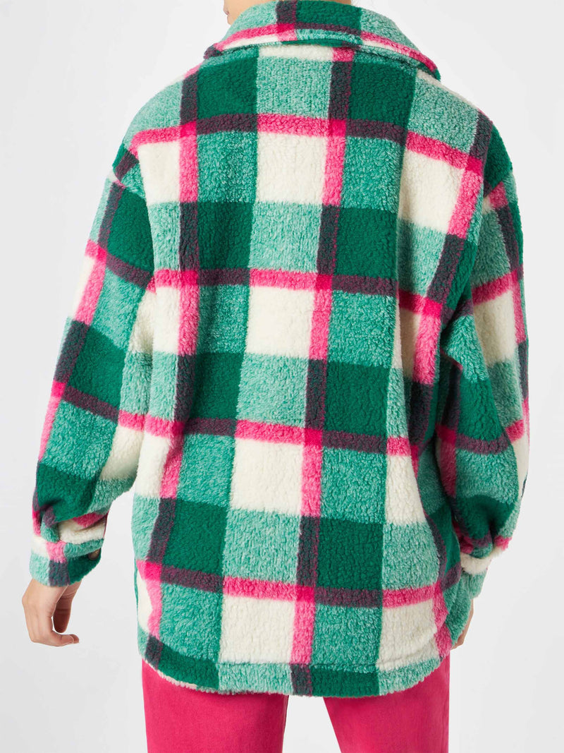 Sovracamicia da donna in sherpa con fantasia tartan