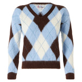 Kurzer Damenpullover mit Argyle-Muster