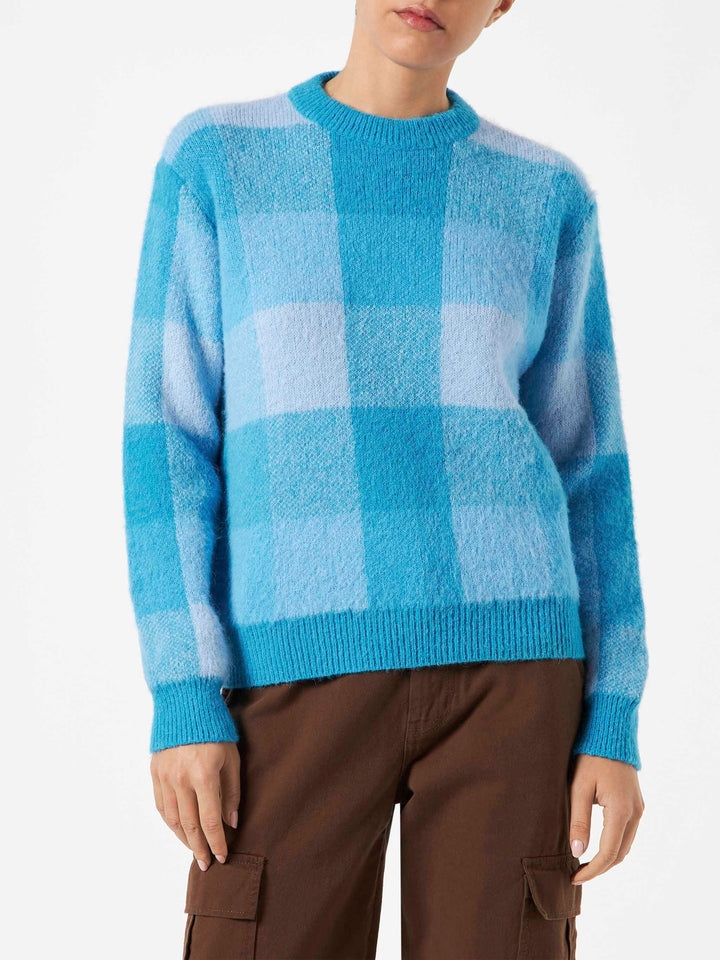 Woman brushed sweater with check pattern - MC2 Saint Barth