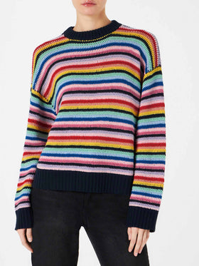 Woman multicolor striped crochet sweater - MC2 Saint Barth