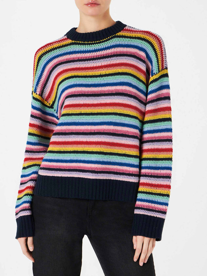 Woman multicolor striped crochet sweater - MC2 Saint Barth