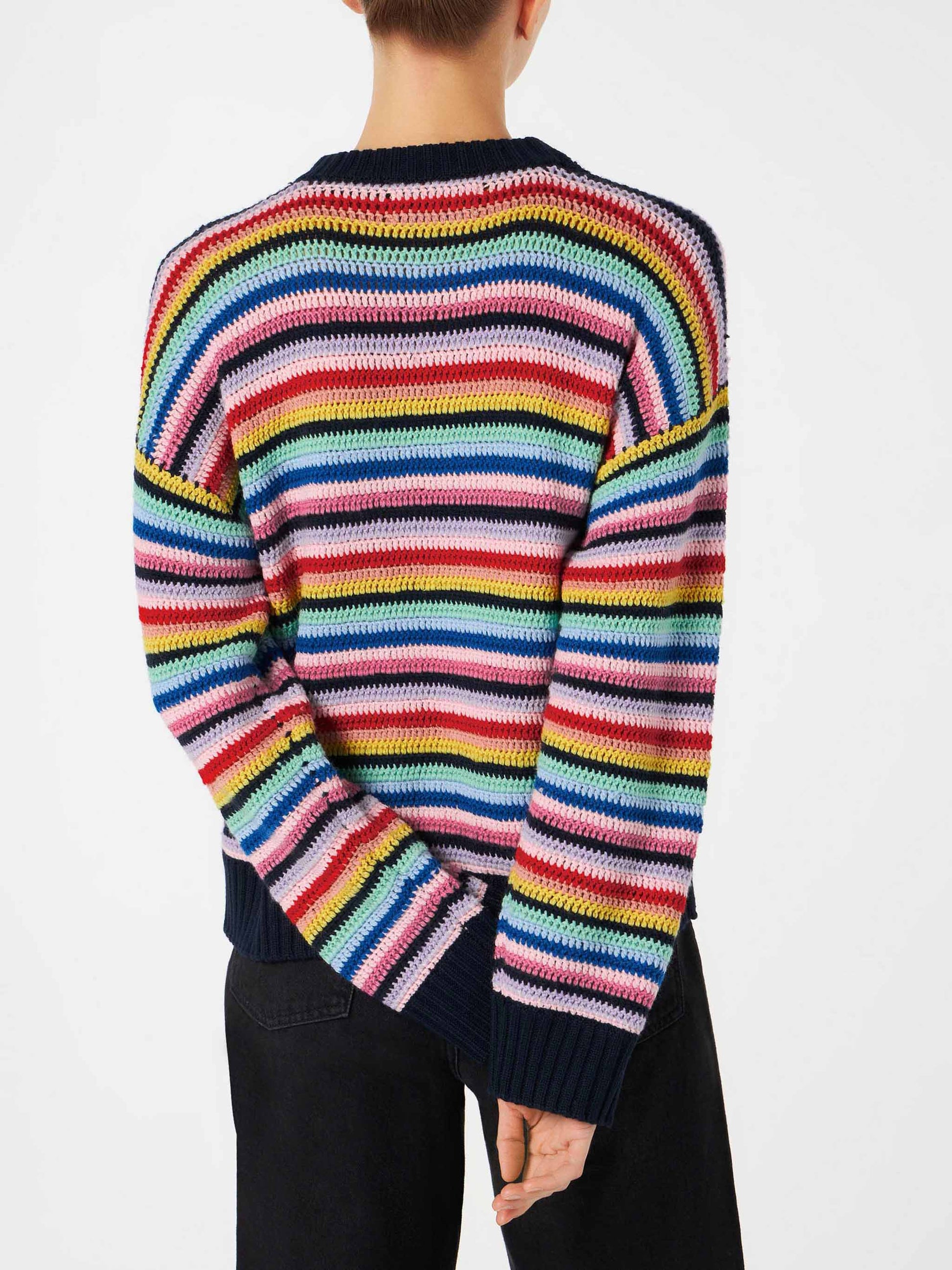 Woman multicolor striped crochet sweater - MC2 Saint Barth