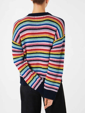 Woman multicolor striped crochet sweater - MC2 Saint Barth