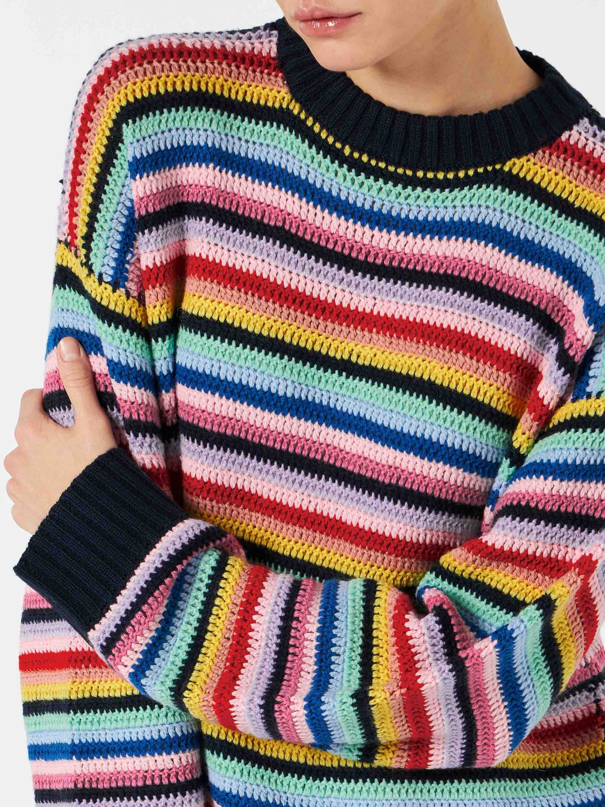 Woman multicolor striped crochet sweater - MC2 Saint Barth