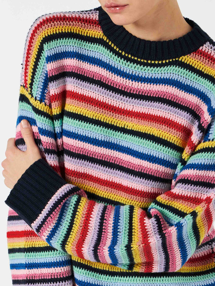 Woman multicolor striped crochet sweater - MC2 Saint Barth