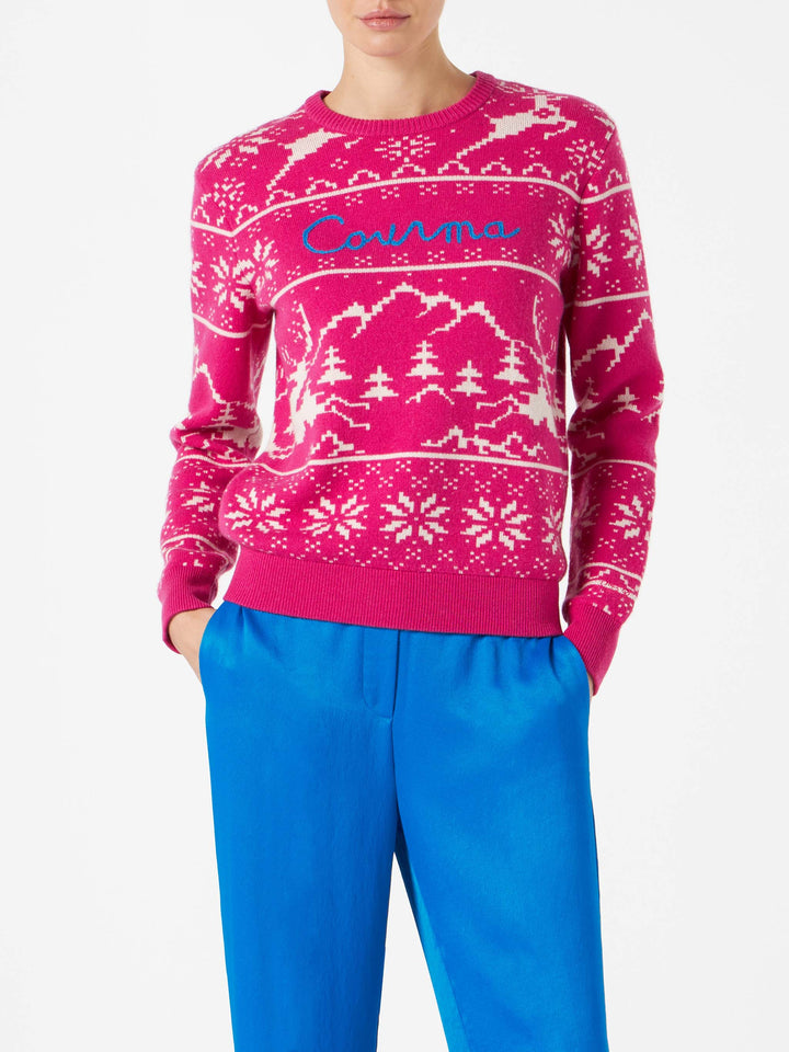 Maglione da donna con fantasia norvegese e ricamo Courma