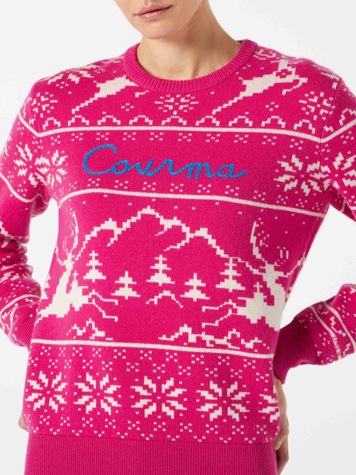 Maglione da donna con fantasia norvegese e ricamo Courma