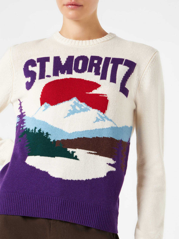 Maglia da donna girocollo con St.Moritz