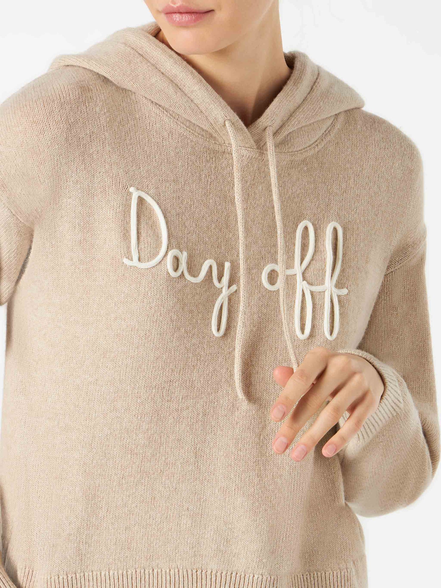 Woman cropped knit hoodie with Day Off embroidery - MC2 Saint Barth