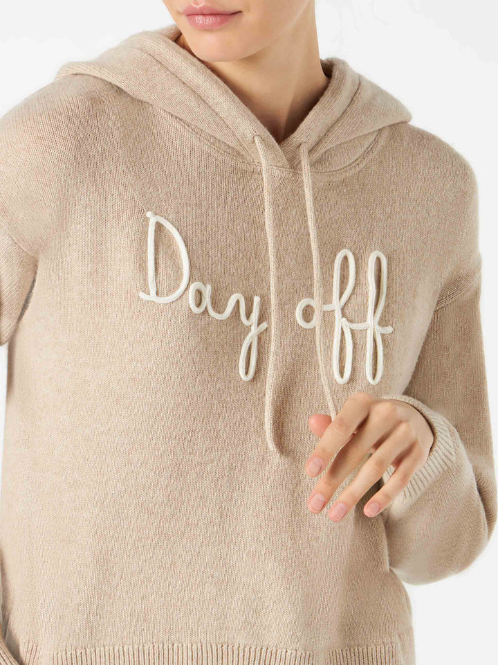 Woman cropped knit hoodie with Day Off embroidery - MC2 Saint Barth