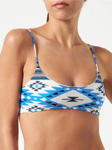 Damen-Bralette-Badeanzug mit Ikat-Print