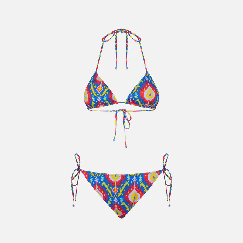 Damen-Triangel-Bikini mit Ikat-Print