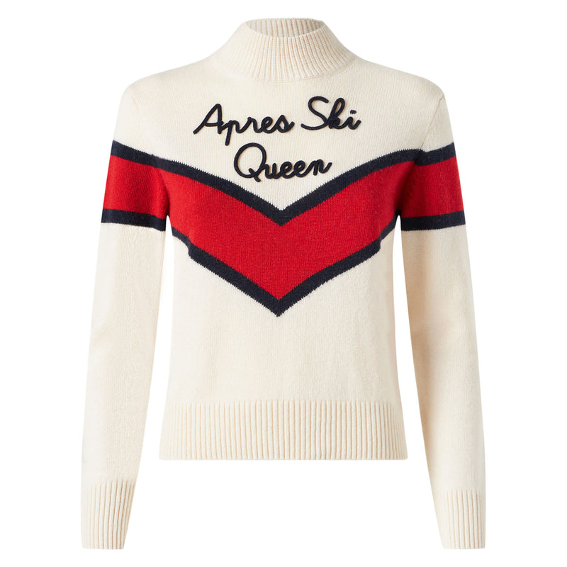 Maglia da donna mezzo collo alto con ricamo Apres ski Queen