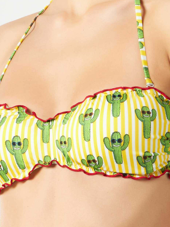 Woman bandeau top with cactus print