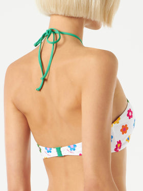 Bandeau-Oberteil mit Gänseblümchen-Print