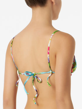 Top a triangolo donna con stampa Ibiscus