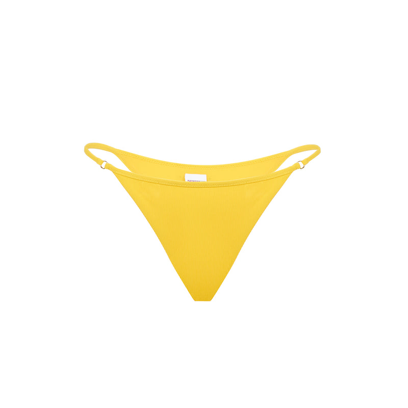 Slip da bagno da donna sgambato a costine giallo